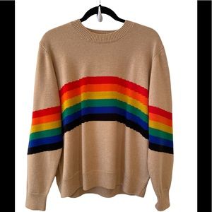 NWOT-Young fabulous & broke rainbow sweater🌈